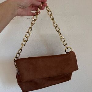 Brown & Gold Slouch Shoulder Bag